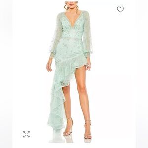 NWT Mac Duggal Aqua Sequin Gown